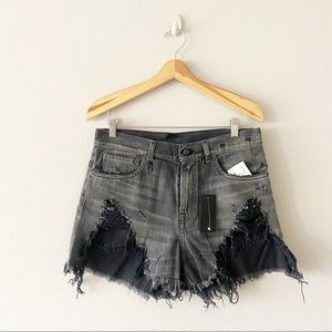 R13 shredded slouch shorts
